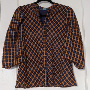 Anthropologie Textured Plaid Blouse